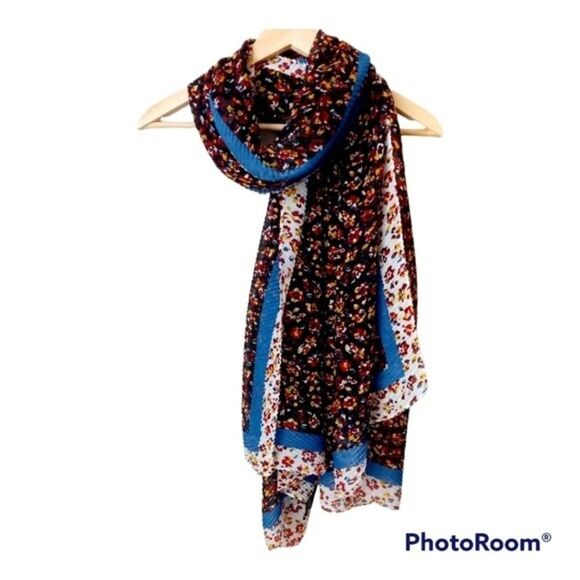 CEJON Beautiful Flowy Floral Multi color Accordion Pleated Scarf Head Wrap S… - Picture 2 of 7
